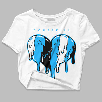 Jordan 1 High Retro OG “University Blue” DopeSkill Women's Crop Top Slime Drip Heart Graphic Streetwear - White 