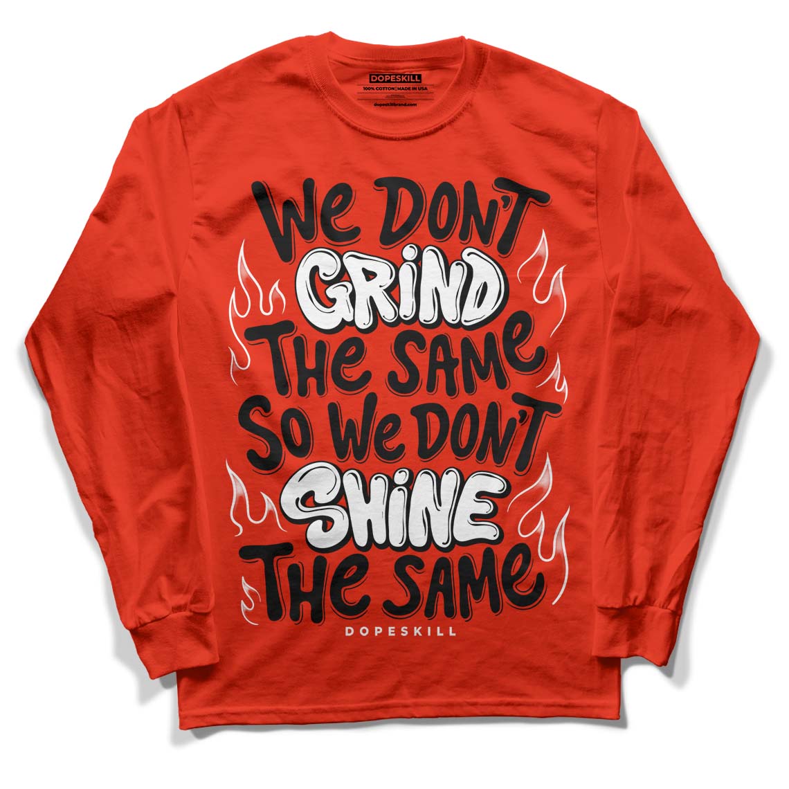 Yeezy Foam Runner Red Dopeskill Vermillion Red Long Sleeve T-Shirt Grind Shine Graphic Streetwear