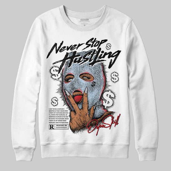 Jordan 5 Retro OG Black Metallic Reimagined DopeSkill Sweatshirt Never Stop Hustling Graphic Streetwear - White