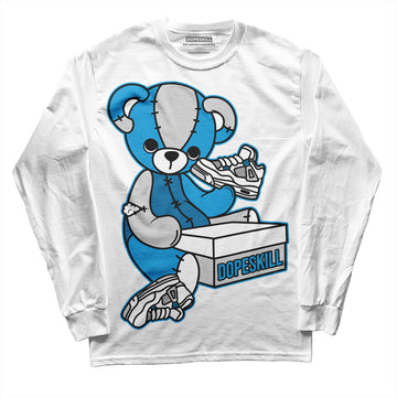 Jordan 4 Retro Military Blue DopeSkill Long Sleeve T-Shirt Sneakerhead BEAR Graphic Streetwear - White