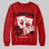 Red Sneakers DopeSkill Sweatshirt Feeling Lucky Graphic Streetwear - Red