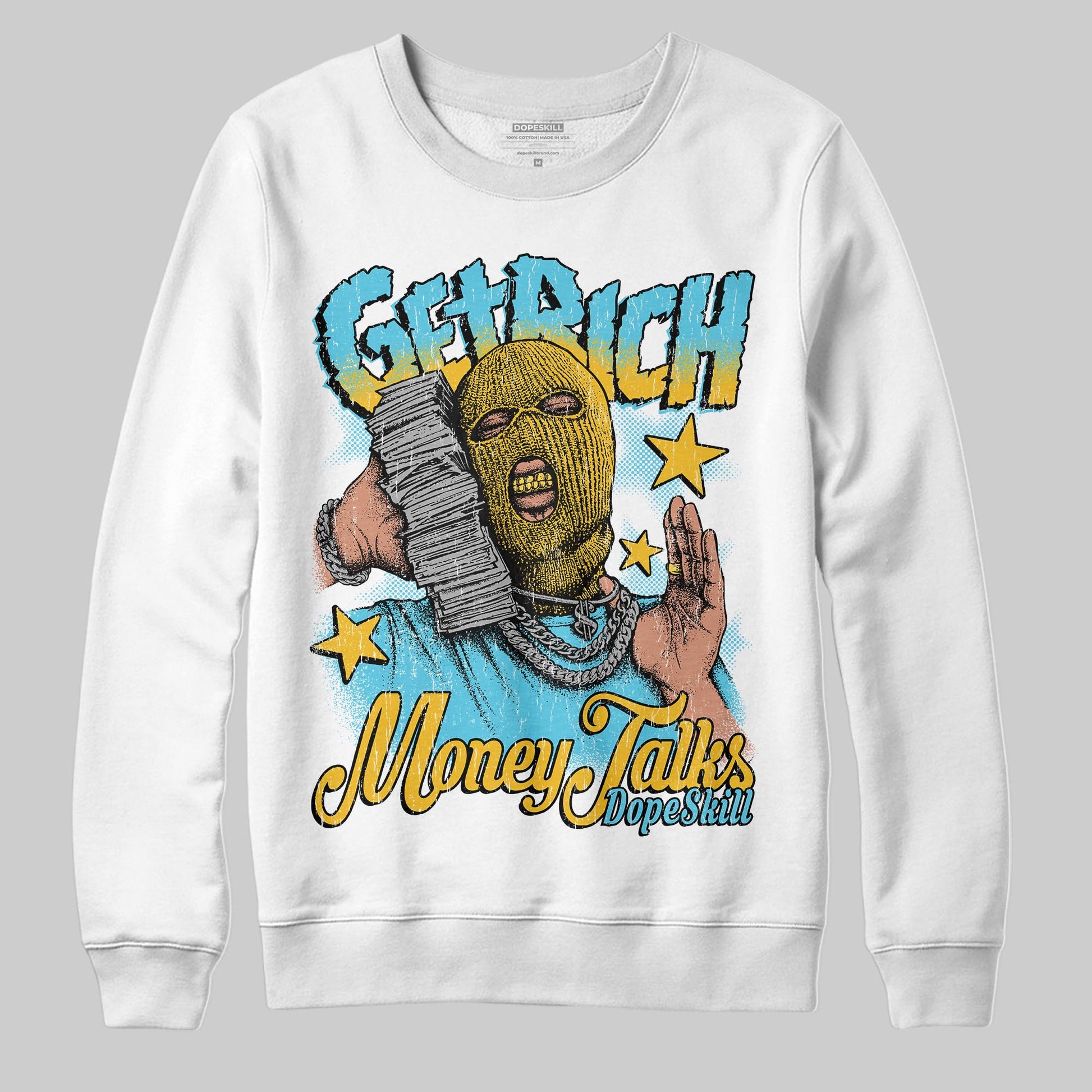 Jordan 11 Retro Gamma Blue (2025) DopeSkill Sweatshirt Get Rich Graphic Streetwear - White