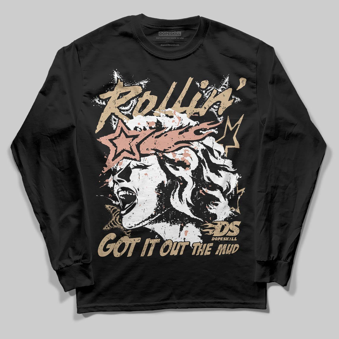 TAN Sneakers DopeSkill Long Sleeve T-Shirt Got It Out The Mud Graphic Streetwear - Black