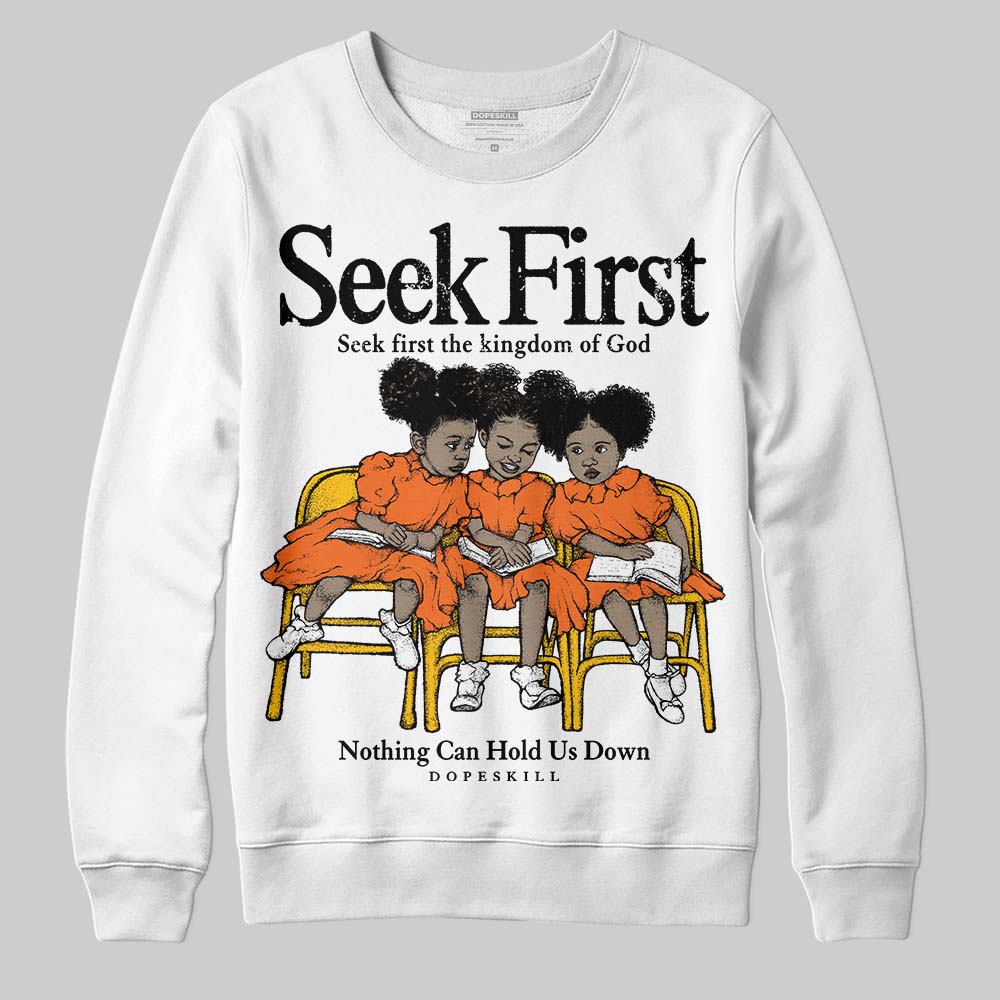 Orange, Black and White Sneakers DopeSkill Sweatshirt New Seek First Graphic Streetwear - White