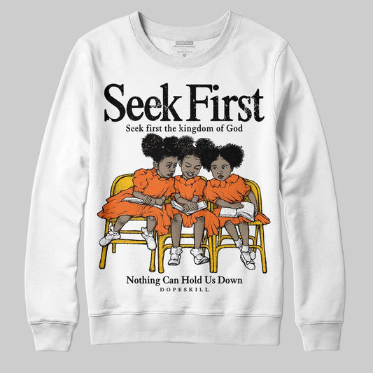 Orange, Black and White Sneakers DopeSkill Sweatshirt New Seek First Graphic Streetwear - White