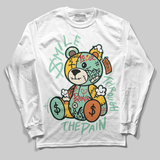SB Dunk Low Rodeo Tourmaline DopeSkill Long Sleeve T-Shirt Smile Through The Pain Graphic Streetwear - White