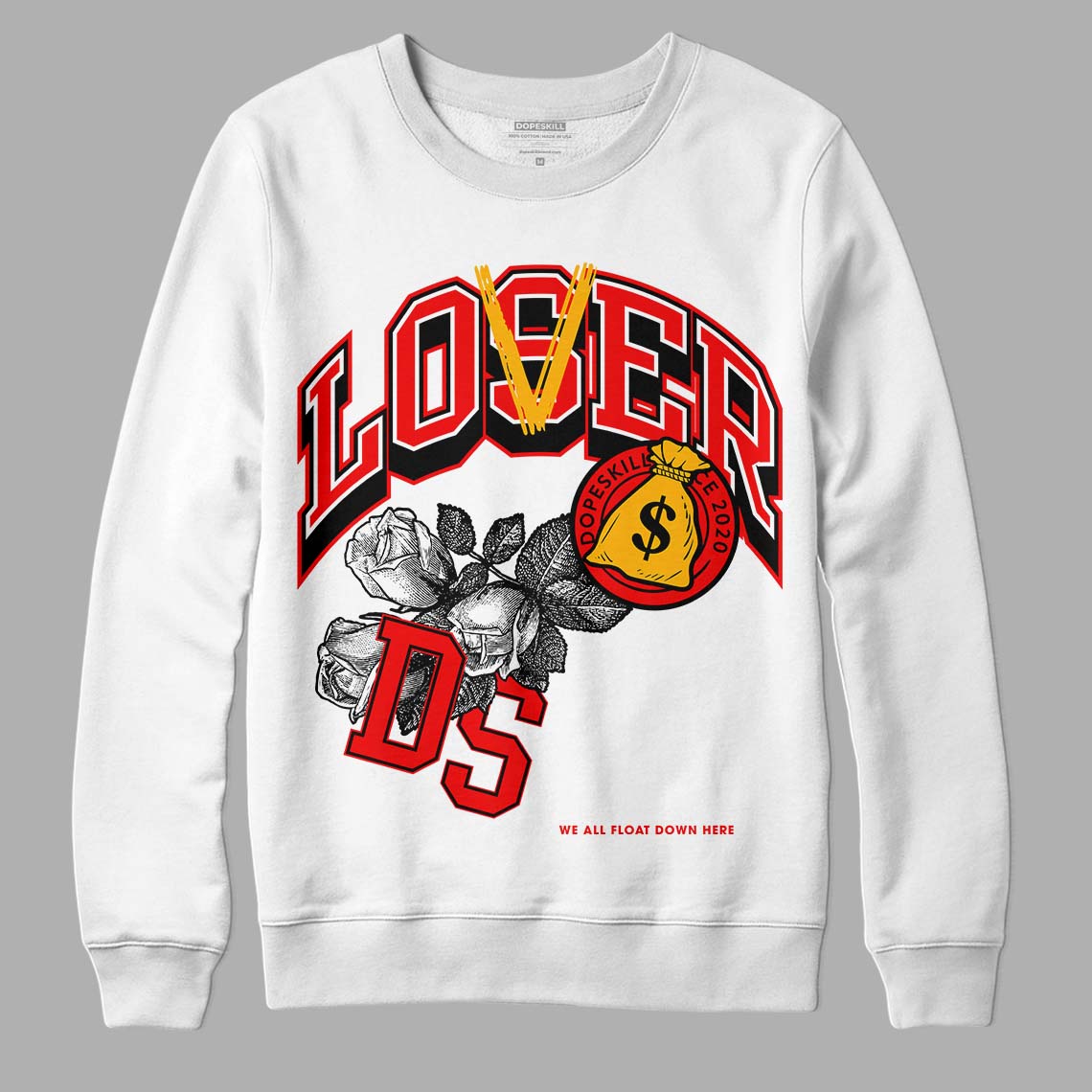 Red Sneakers DopeSkill Sweatshirt Loser Lover Graphic Streetwear - White