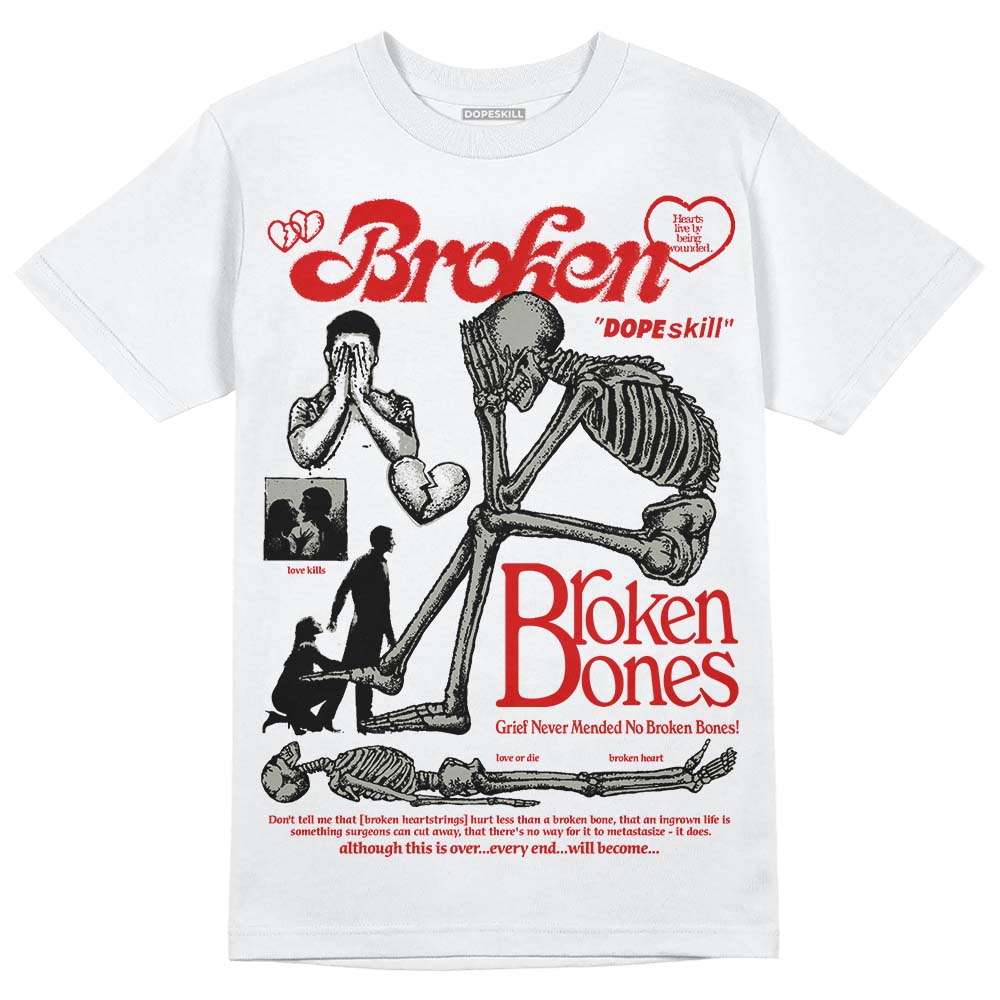 Jordan 3 Retro Fire Red DopeSkill T-Shirt Broken Bones Graphic Streetwear - White