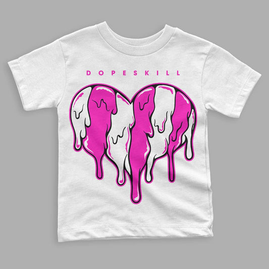 Dunk Low GS “Active Fuchsia” DopeSkill Toddler Kids T-shirt Slime Drip Heart Graphic Streetwear - White