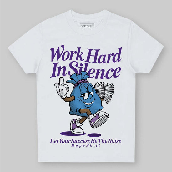 PURPLE Sneakers DopeSkill Toddler Kids T-shirt Work Hard In Silence Graphic Streetwear - White