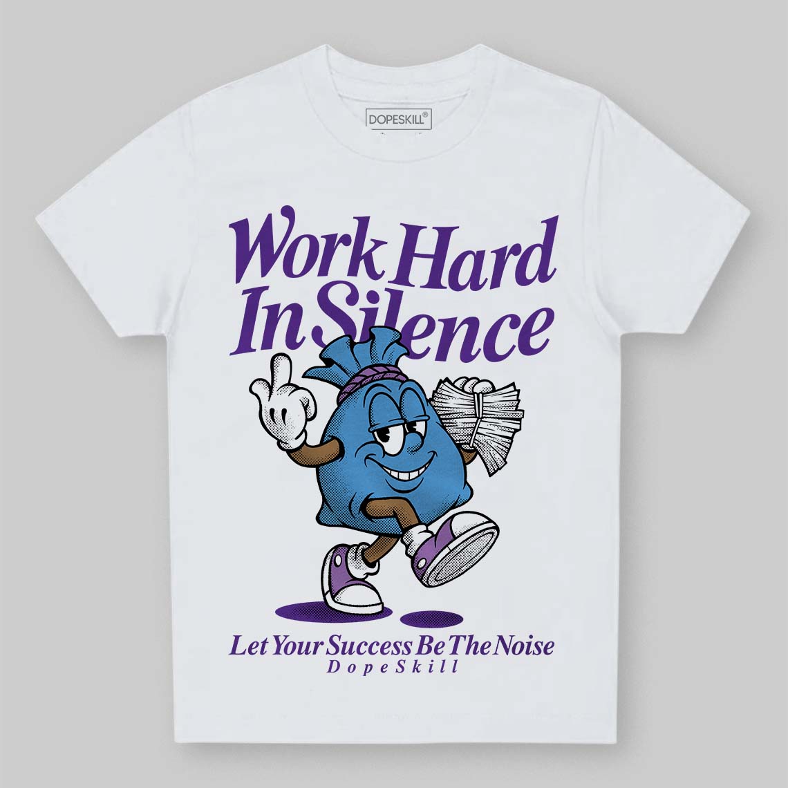 PURPLE Sneakers DopeSkill Toddler Kids T-shirt Work Hard In Silence Graphic Streetwear - White
