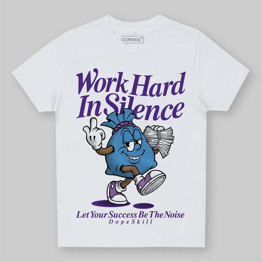 PURPLE Sneakers DopeSkill Toddler Kids T-shirt Work Hard In Silence Graphic Streetwear - White