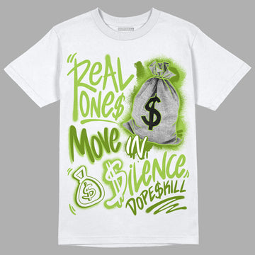 Nike SB Dunk Low Chlorophyll DopeSkill T-Shirt Real Ones Move In Silence Graphic Streetwear - White 