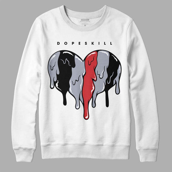 Jordan 4 “Bred Reimagined” DopeSkill Sweatshirt Slime Drip Heart Graphic Streetwear - White