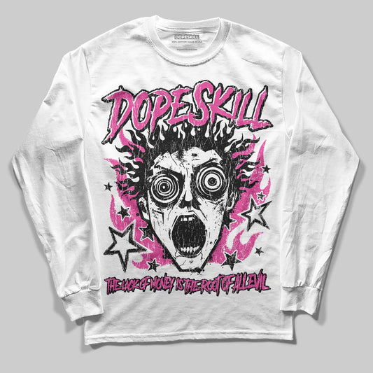 Pink Sneakers DopeSkill Long Sleeve T-Shirt Root of Evil Graphic Streetwear - White 