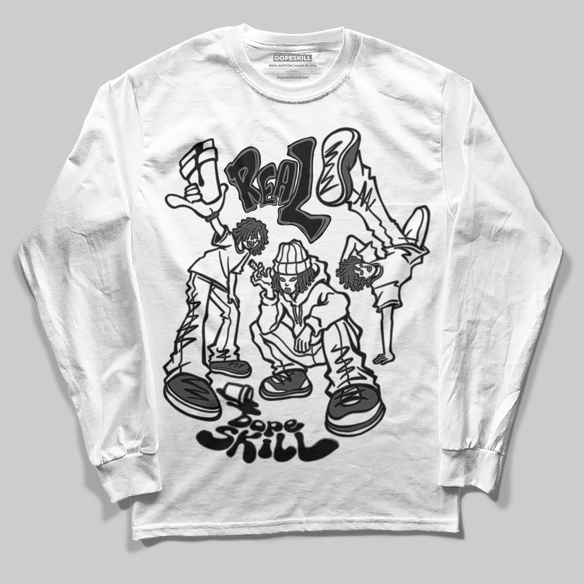 Jordan 4 “Black Cat” (2025) DopeSkill Long Sleeve T-Shirt Real Y2K Players Graphic Streetwear - White