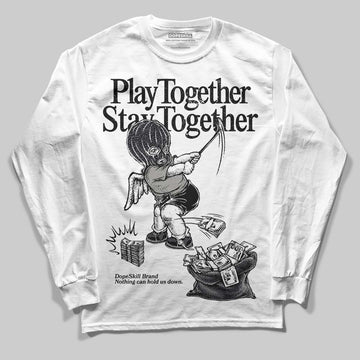 Jordan 3 Retro Black Cat DopeSkill Long Sleeve T-Shirt Play together, Stay together Graphic Streetwear - White