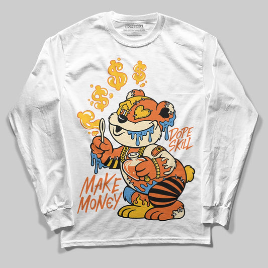 Orange, Black and White Sneakers DopeSkill Long Sleeve T-Shirt Make Money Graphic Streetwear - White