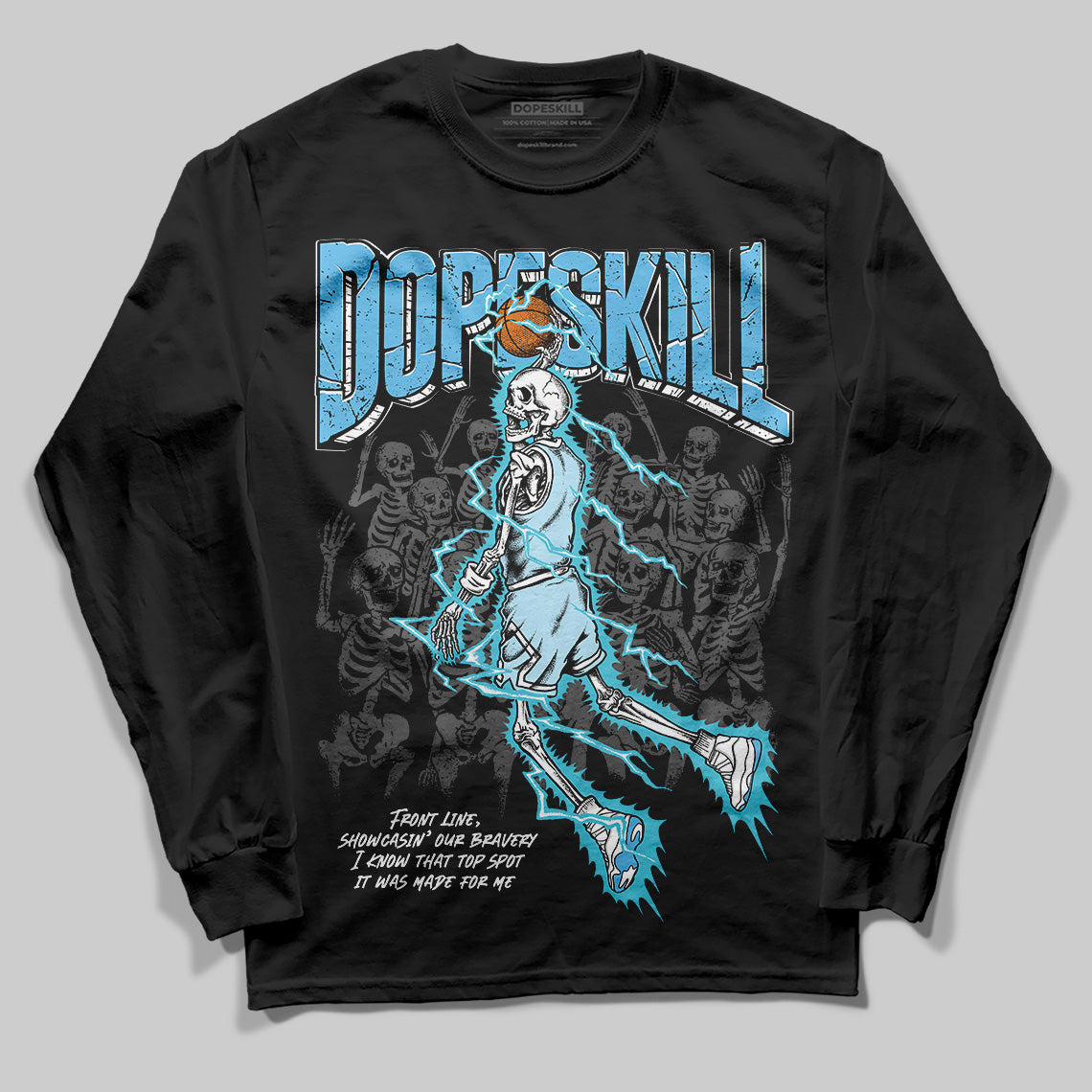 Jordan 11 Retro Legend Blue DopeSkill Long Sleeve T-Shirt Thunder Dunk Graphic Streetwear - Black