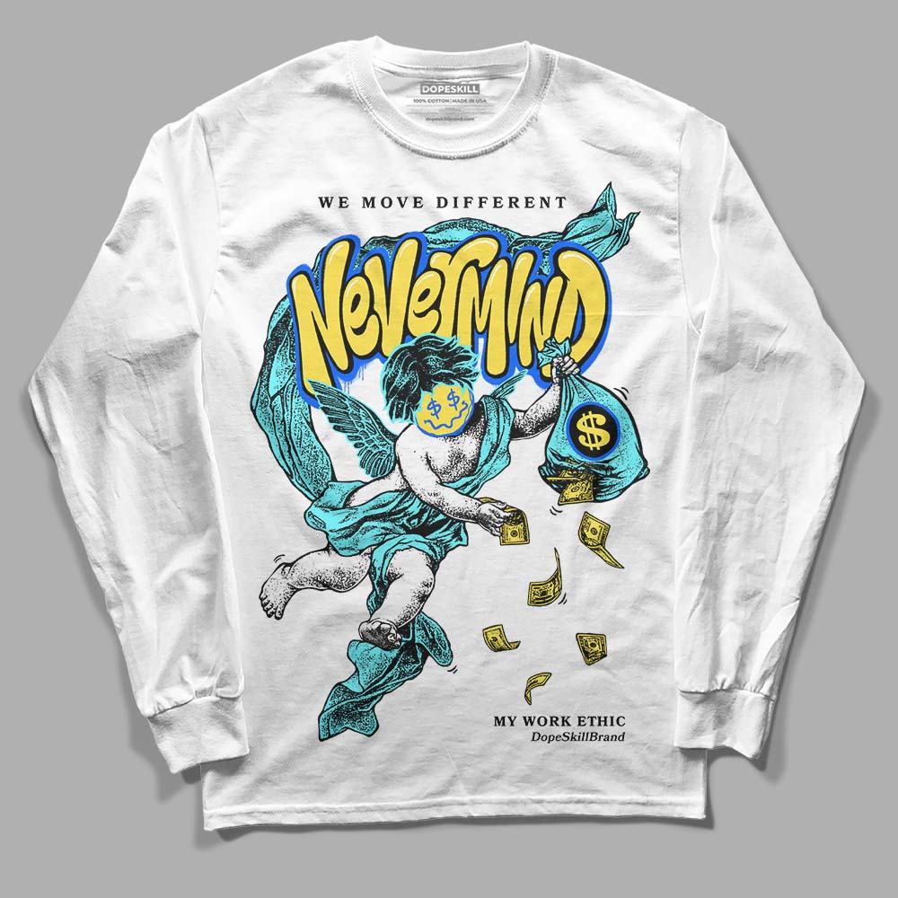 Jordan 5 Aqua DopeSkill Long Sleeve T-Shirt Nevermind Graphic Streetwear - White