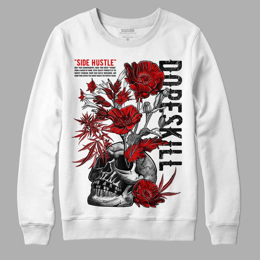 Jordan 4 Retro Red Cement DopeSkill Sweatshirt Side Hustle Graphic Streetwear - White