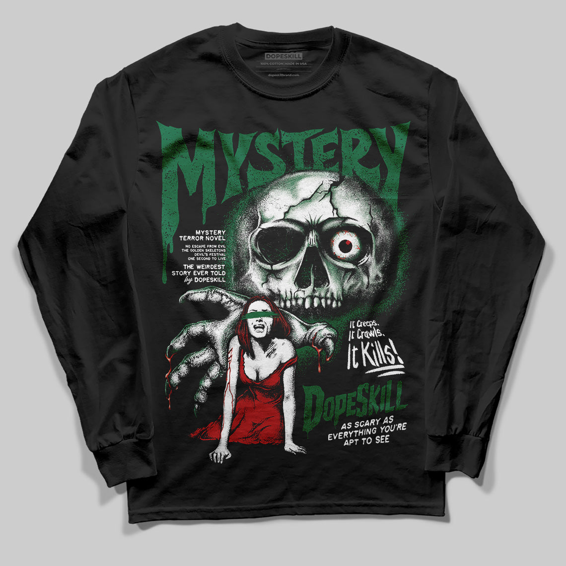 Jordan 13 GS “Pine Green” DopeSkill Long Sleeve T-Shirt Mystery Ghostly Grasp Graphic Streetwear - Black