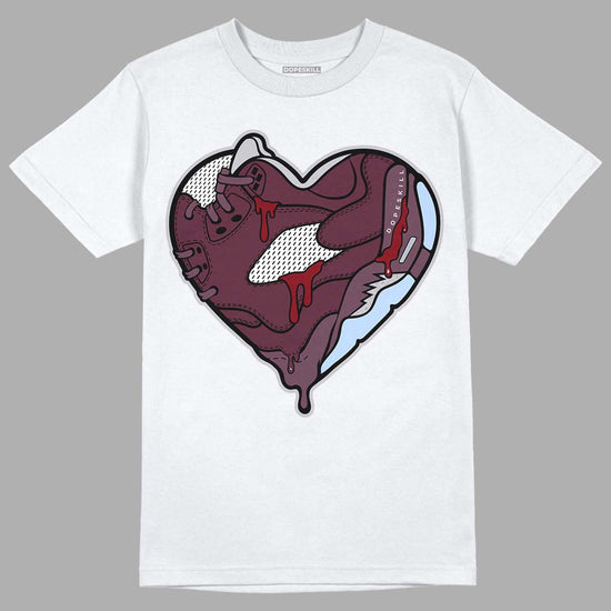 Jordan 5 Retro Burgundy (2023) DopeSkill T-Shirt Heart Jordan 5 Graphic Streetwear - White