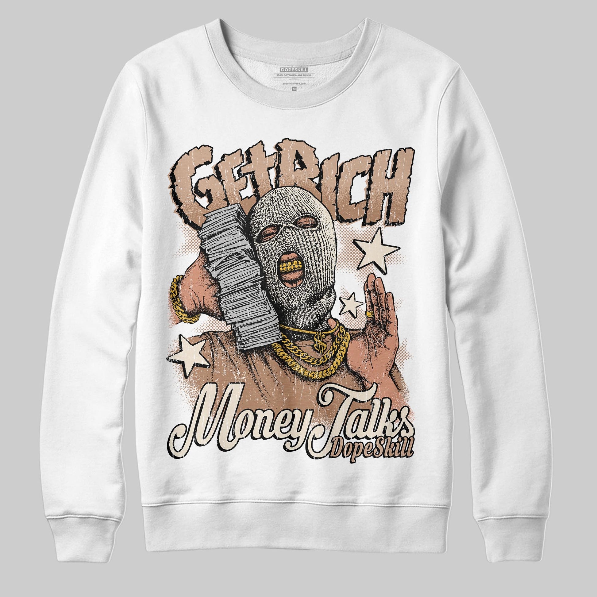 Jordan 4 Retro Cozy Girl DopeSkill Sweatshirt Get Rich Graphic Streetwear - White 