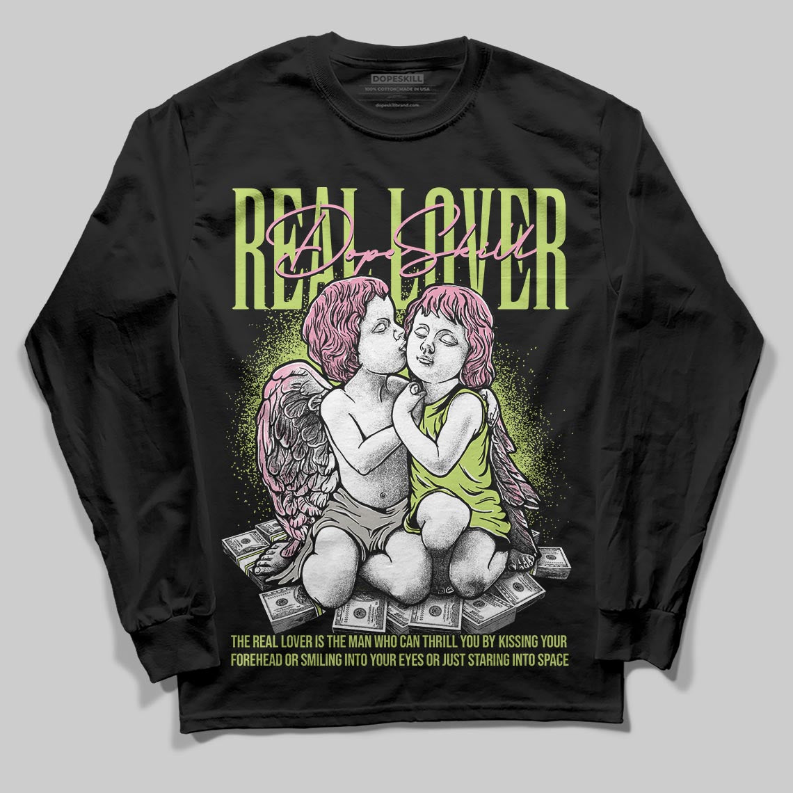 Chase B x Travis Scott x Jordan Jumpman Jack DopeSkill Long Sleeve T-Shirt Real Lover Graphic Streetwear - Black