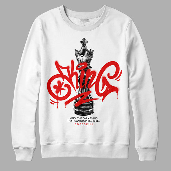 Jordan 4 Retro Red Cement DopeSkill Sweatshirt King Chess Graphic Streetwear - White