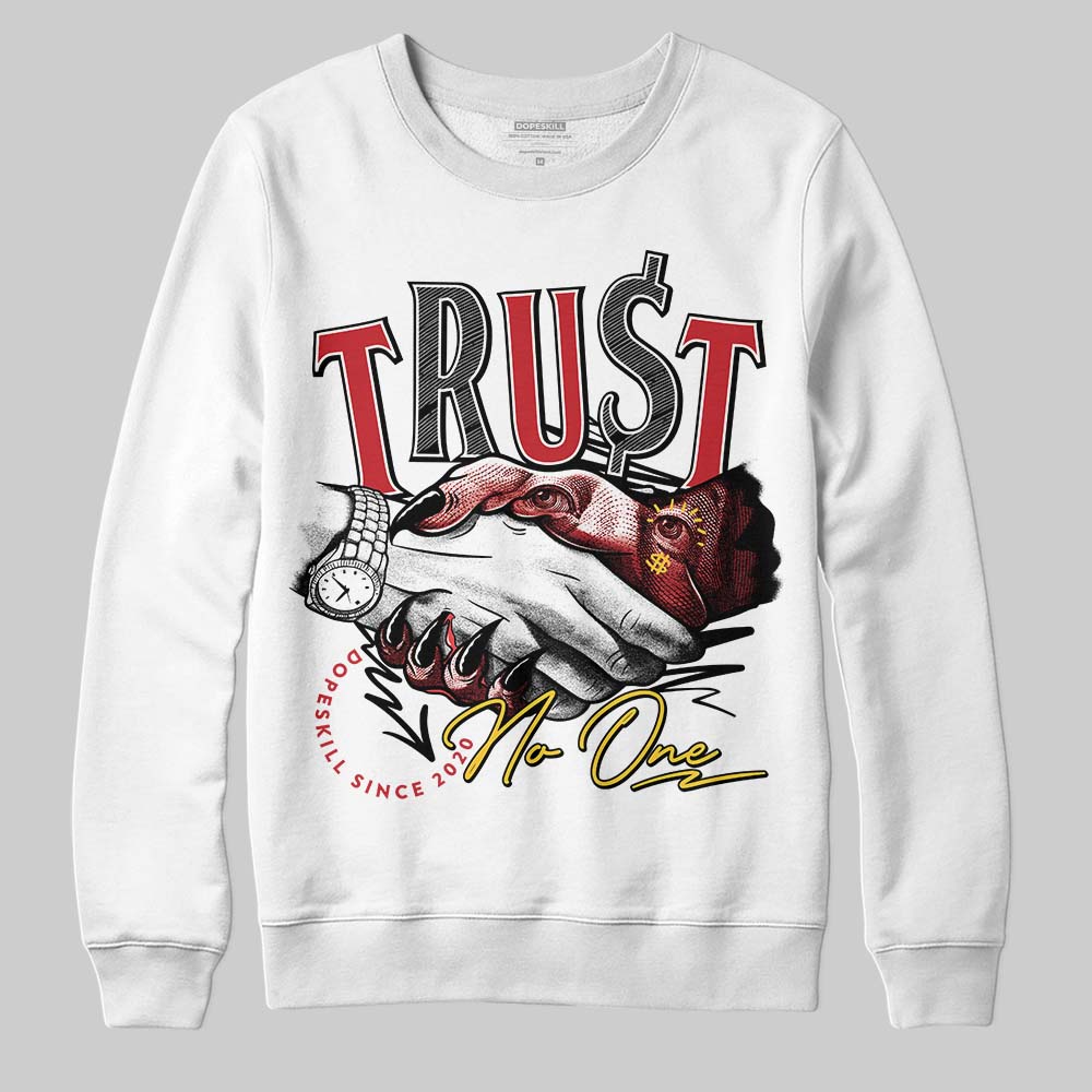Jordan 14 Retro Ferrari (2025) DopeSkill Sweatshirt Trust No One Graphic Streetwear - White 
