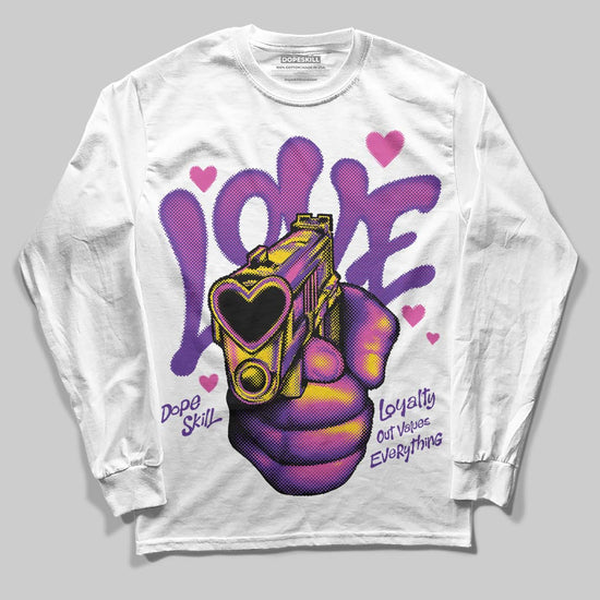 PURPLE Sneakers DopeSkill Long Sleeve T-Shirt Love Shot Graphic Streetwear - White