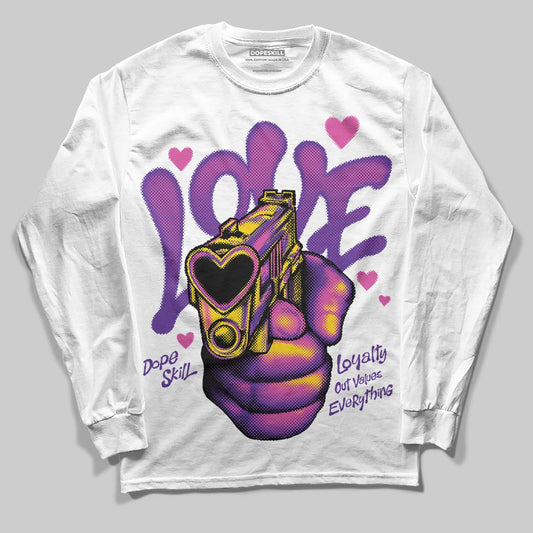 PURPLE Sneakers DopeSkill Long Sleeve T-Shirt Love Shot Graphic Streetwear - White