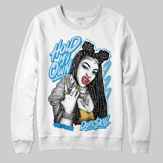 Jordan 4 Denim “Worn Blue” DopeSkill Sweatshirt New H.M.O Graphic Streetwear - White