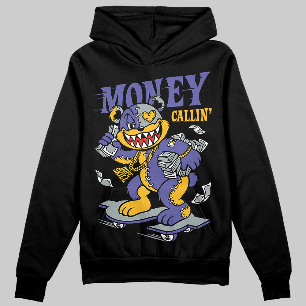 Jordan 4 Retro Lakers DopeSkill Hoodie Sweatshirt Money Callin' Graphic Streetwear - Black