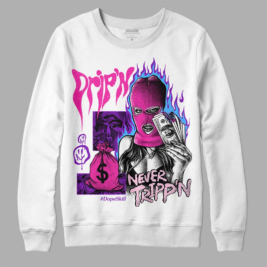Pink Sneakers DopeSkill Sweatshirt Drip'n Never Tripp'n Graphic Streetwear - White