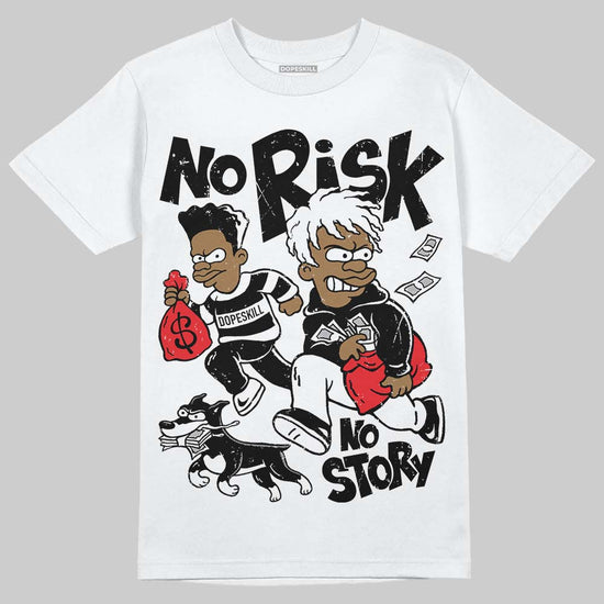 Rick Owens Leather Low Sneaker Black And Milk DopeSkill T-Shirt No Risk No Story Graphic Streetwear - White