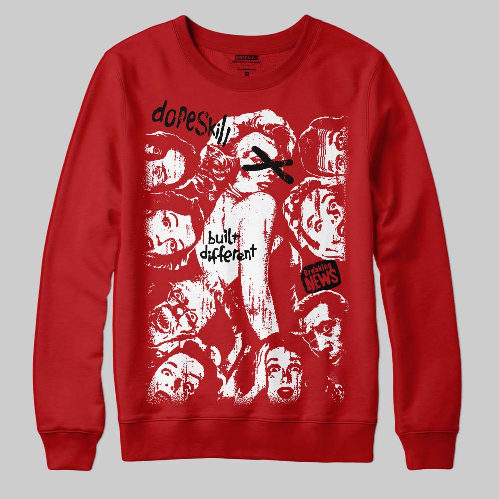 Red Sneakers DopeSkill Sweatshirt Built Different Graphic Streetwear - Red