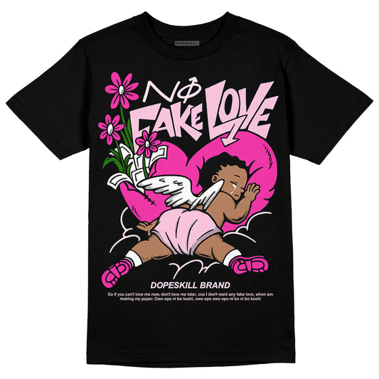 Pink Sneakers DopeSkill T-Shirt No Fake Love Graphic Streetwear - Black