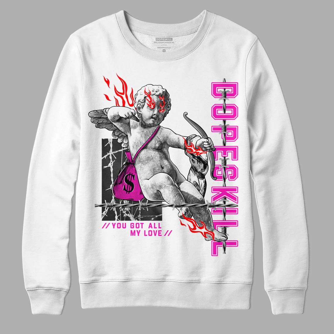 Dunk Low GS “Active Fuchsia” DopeSkill Sweatshirt You Got All My Love Graphic Streetwear - White