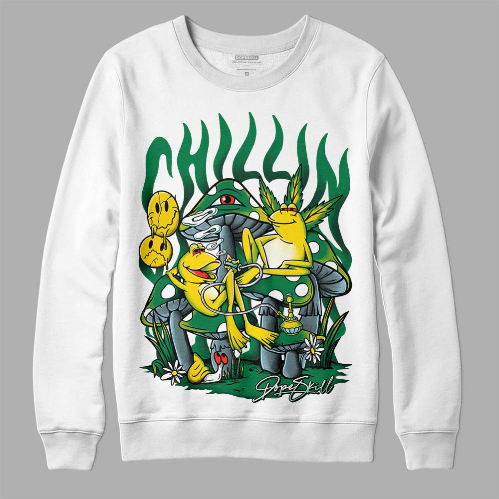 Jordan 5 “Lucky Green” DopeSkill Sweatshirt Chillin Graphic Streetwear - White 