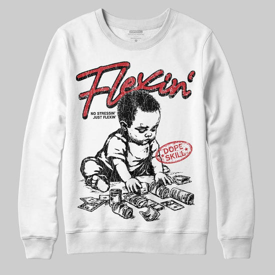 Jordan 4 “Flight Club” DopeSkill Sweatshirt Flexin' Graphic Streetwear - White
