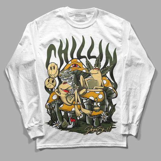 Jordan 4 Retro SE Craft Medium Olive DopeSkill Long Sleeve T-Shirt Chillin Graphic Streetwear - White