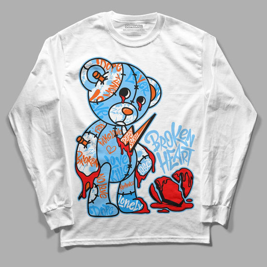 Dunk Low Futura University Blue DopeSkill Long Sleeve T-Shirt Broken Heart Graphic Streetwear - White