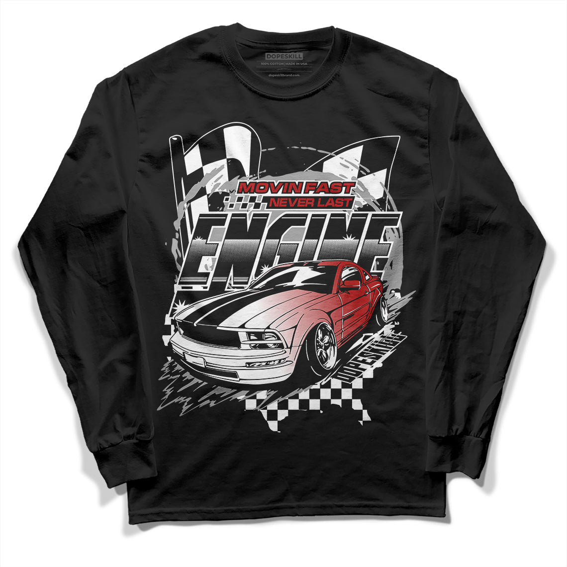 Jordan 14 "Black/White" DopeSkill Long Sleeve T-Shirt ENGINE Tshirt Graphic Streetwear - Black