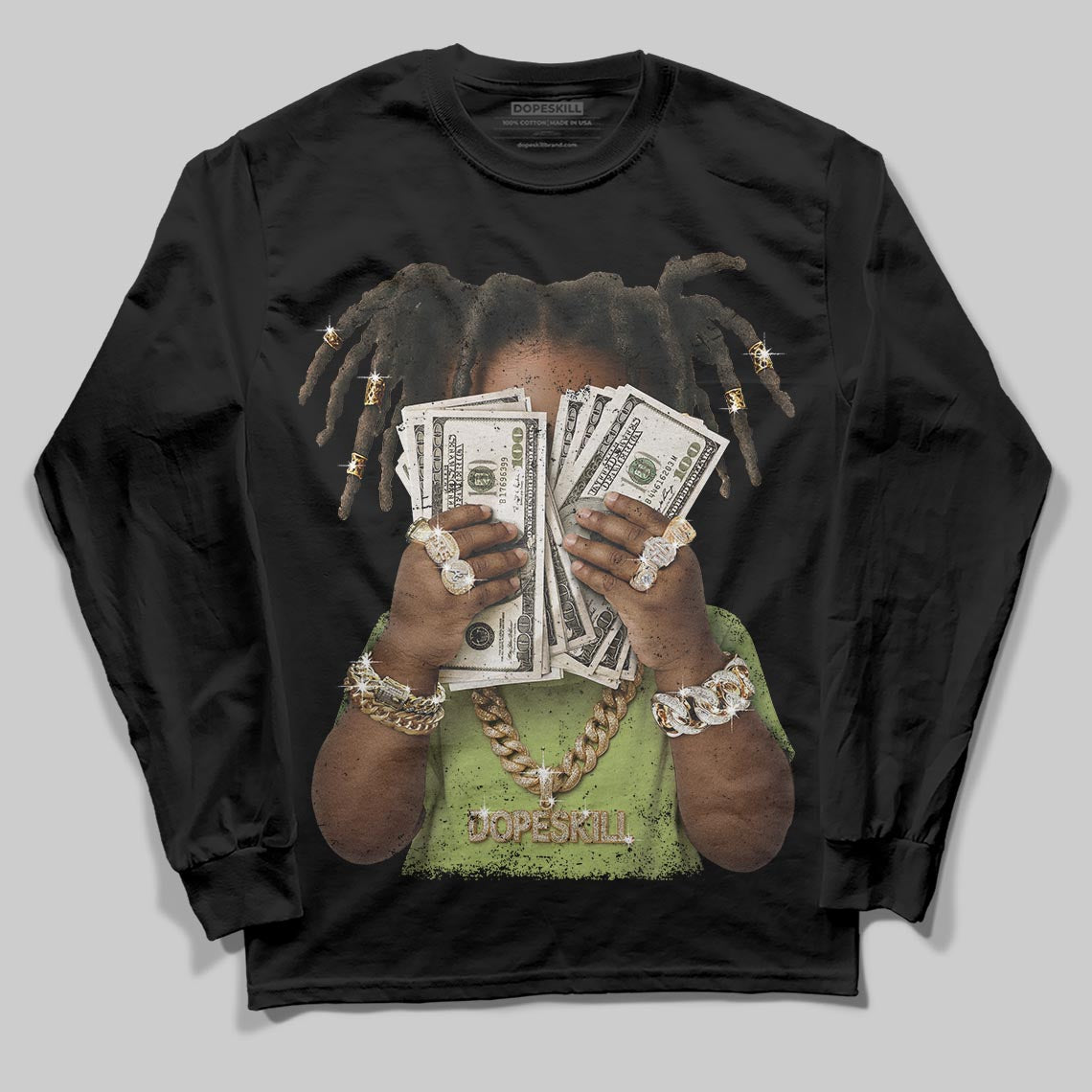 Chase B x Travis Scott x Jordan Jumpman Jack DopeSkill Long Sleeve T-Shirt Rich Youth Graphic Streetwear - Black