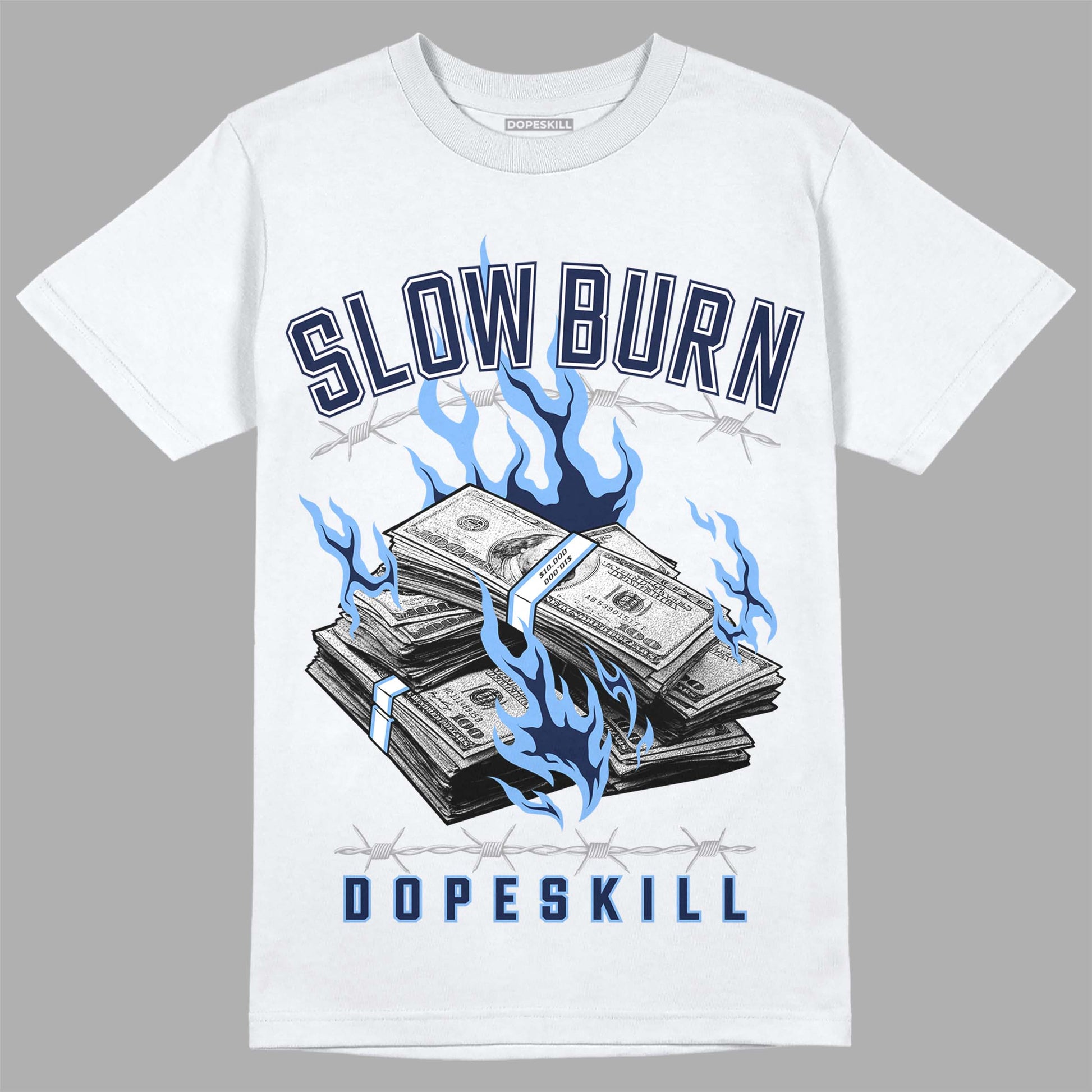 Jordan 5 Midnight Navy DopeSkill T-Shirt Slow Burn Graphic Streetwear