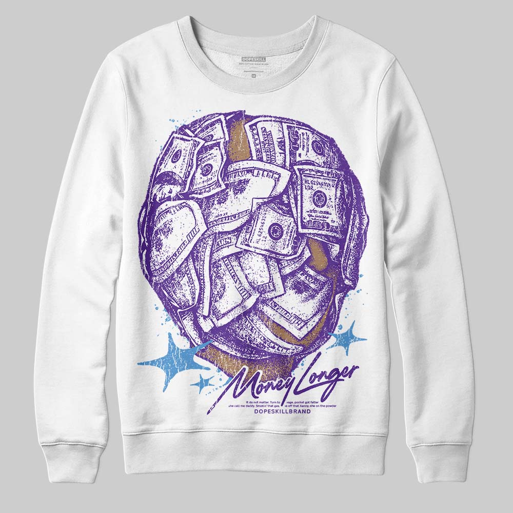 PURPLE Sneakers DopeSkill Sweatshirt Money Longer Graphic Streetwear - White