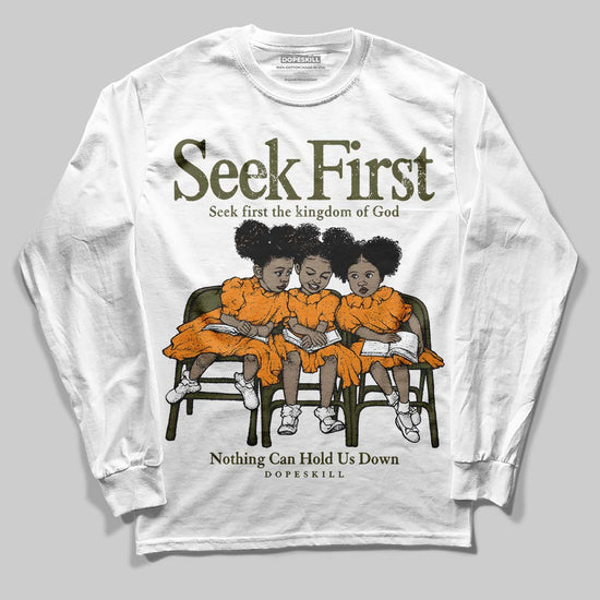 Jordan 5 "Olive" DopeSkill Long Sleeve T-Shirt New Seek First Graphic Streetwear - White