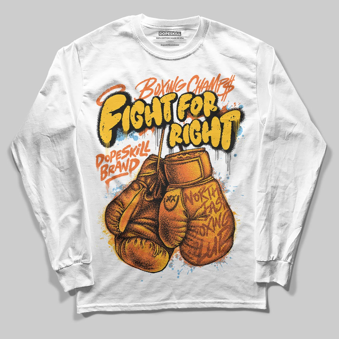 Orange, Black and White Sneakers DopeSkill Long Sleeve T-Shirt Fight For Right Graphic Streetwear - White